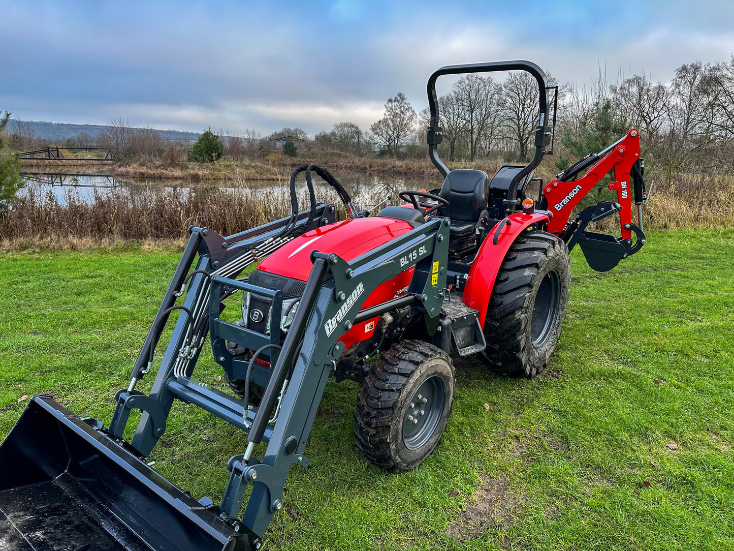 Used Branson F47hn Compact Tractor with Loader and Backhoe