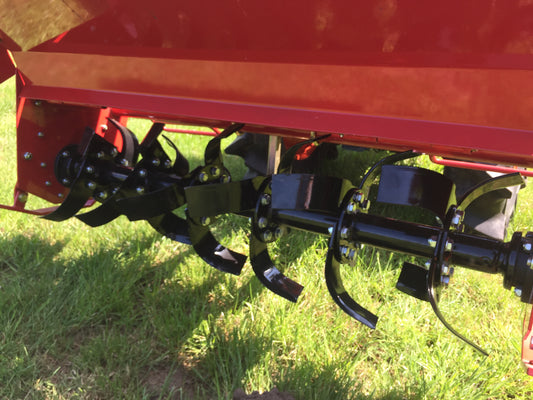 Close-up of a tractor rotavator