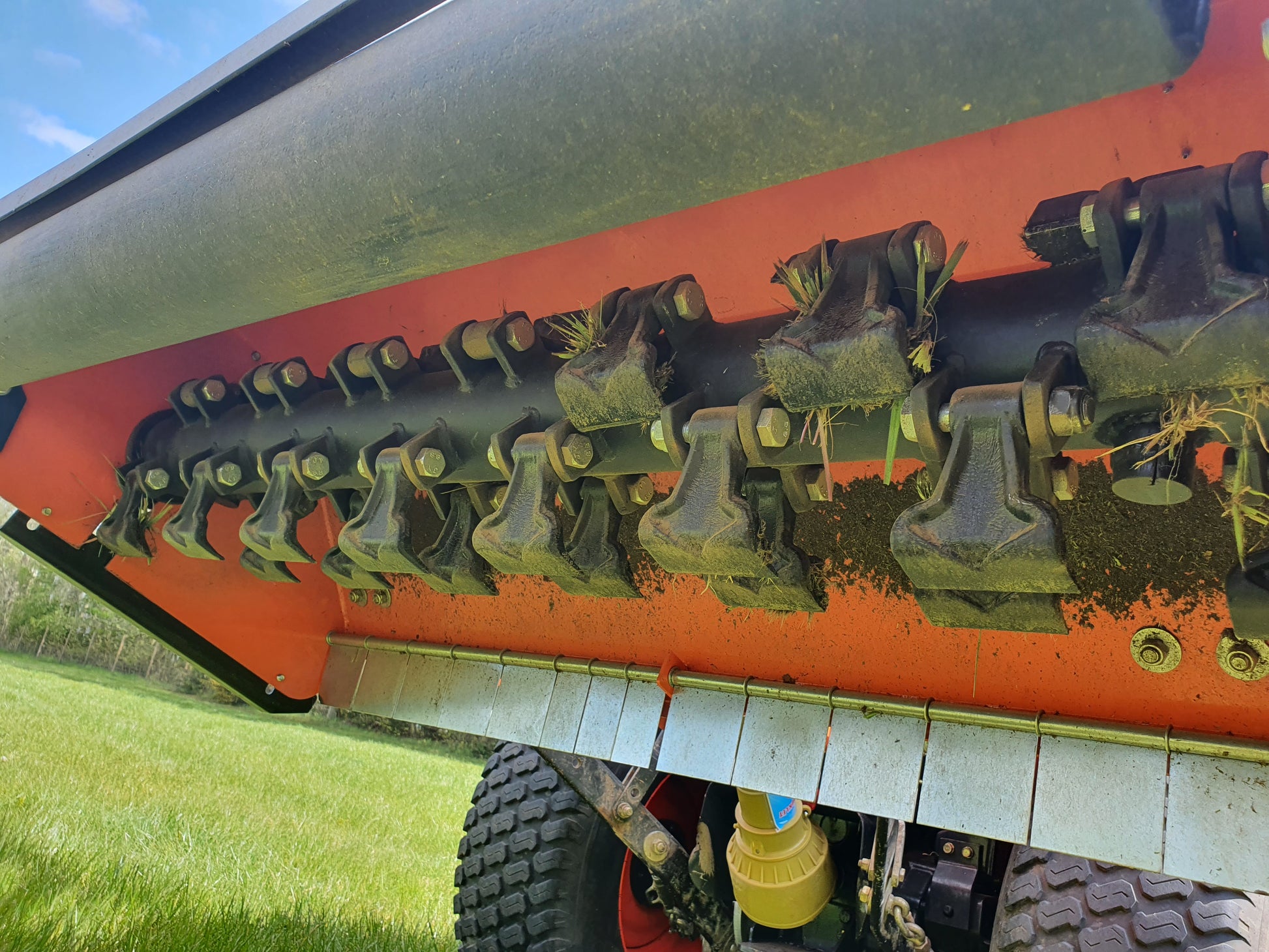 Close-up of a FarmMaster offset flail mower 