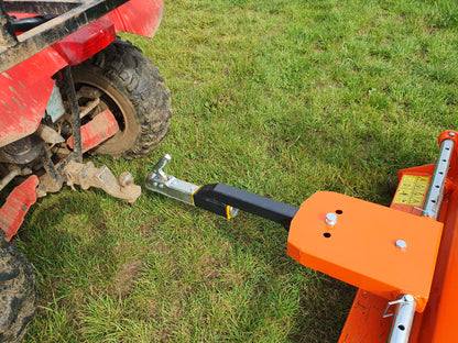 Ball hitch attached to a FarmMaster ATV flail mower