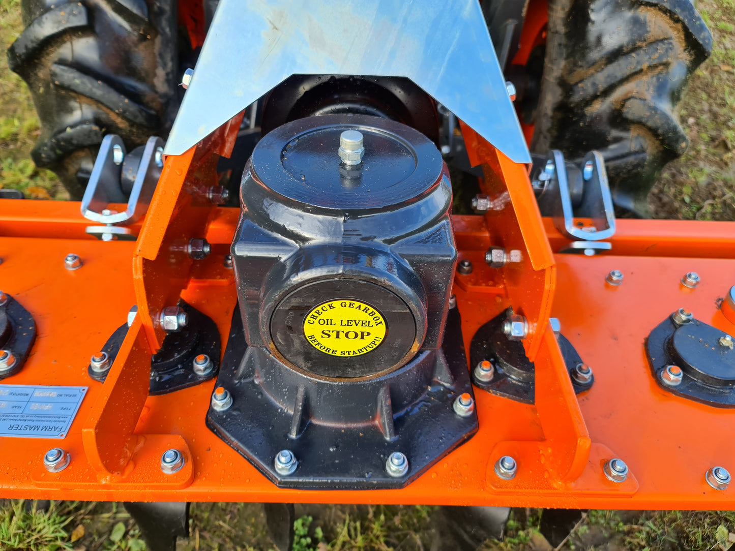 Close-up of a FarmMaster power harrow