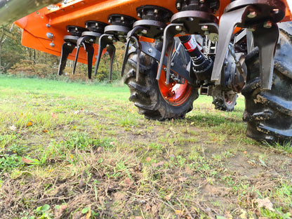 Close-up of a FarmMaster power harrow
