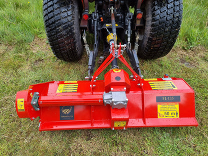 FarmMaster Pro flail mower attached to a tractor on grass