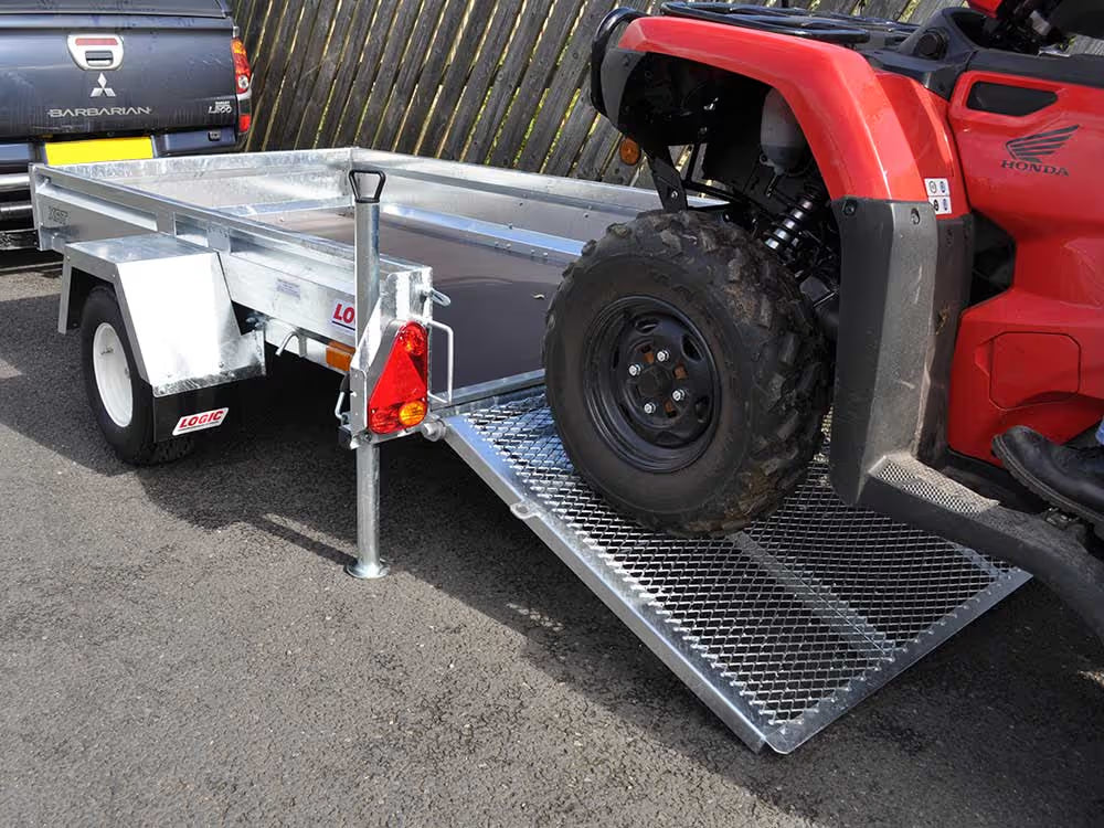 Red ATV on a Logic ATV Trailer