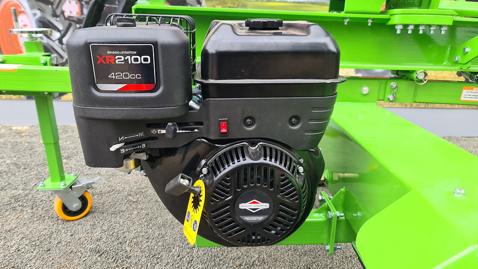 Close-up of a FarmMaster Goliath petrol log splitter