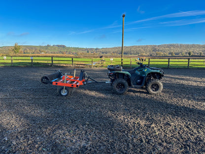 Can-Am ATV with a FarmMaster ATV arena conditioner