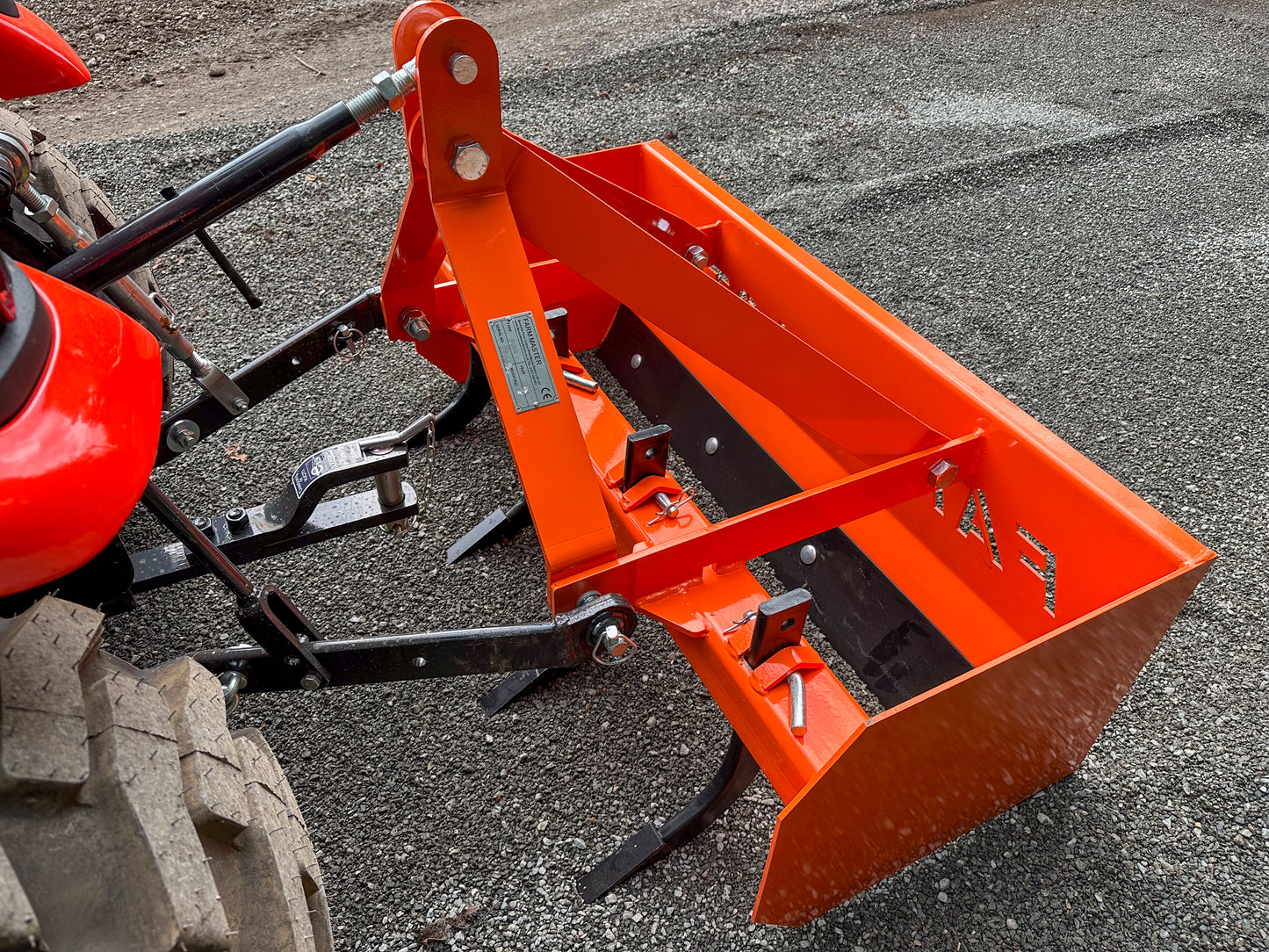 FarmMaster tractor box grader on a drive way