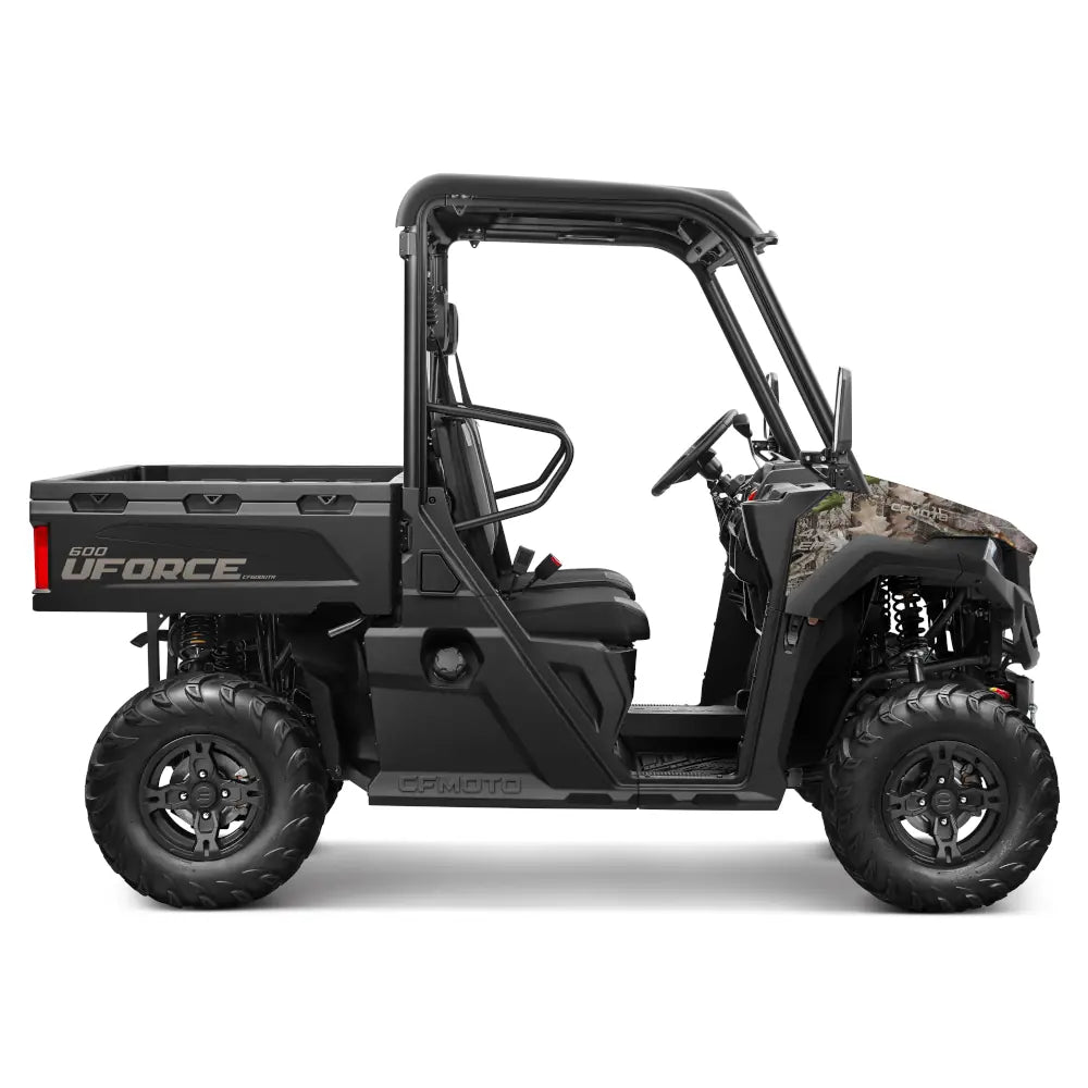 CFMOTO UForce 600 UTV with camouflage pattern on a white background